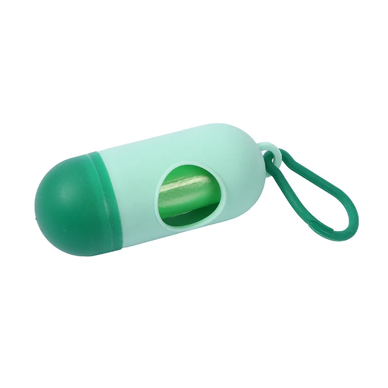 Portable Pet Waste Bag Dispenser Pill Shape Bullet-Shaped Garbage Box Cats Dogs Poop Extractive Clean-up Bags Outside Walking