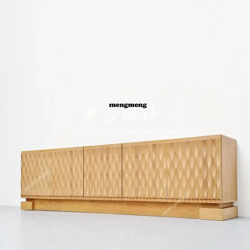 A5203 Medieval log wind designer carving creative solid wood storage side cabinet surprise quiet wind geometric texture home