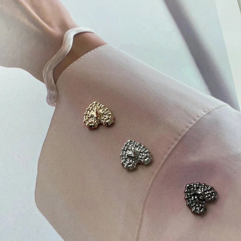 Clothing Cuff Metal Buttons For Sale Heart Decorative Shirts Blouse Golden Sewing Accessories Garments Diy Crafting Supply 10pcs