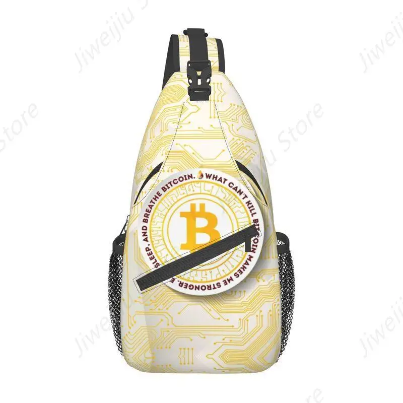 Eat Sleep Bitcoin Sling Bag Men Cryptocurrency Blockchain BTC Lover Shoulder Crossbody Chest Backpack Cycling Camping Daypack