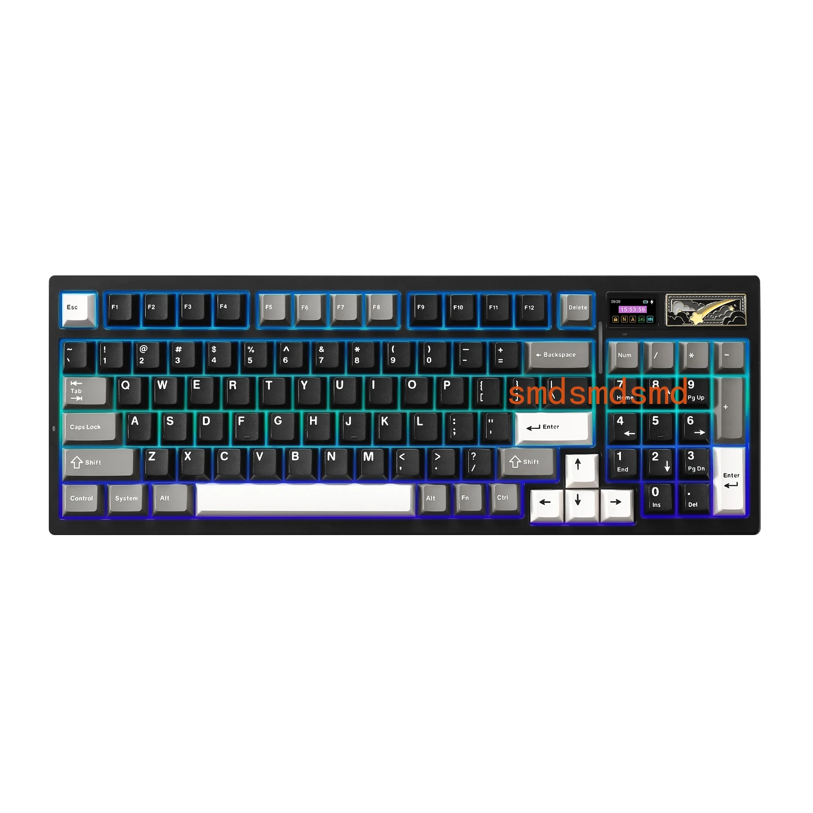 IF99 Black Mechanical Gaming Keyboard, QMK/VIA Custom Smart LCD Display Wireless Gasket Hot Swap RGB Keyboard for Mac/Win