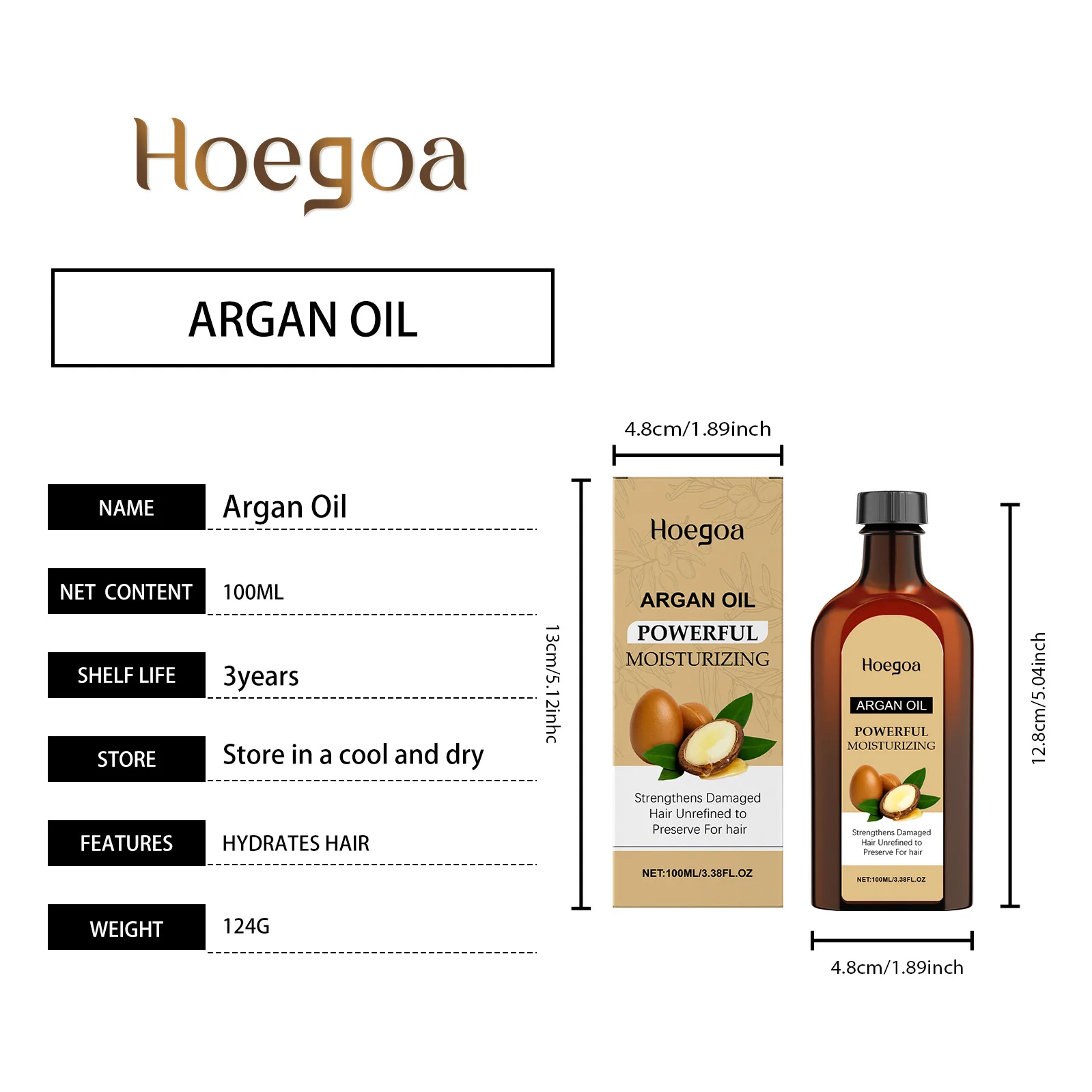 HOEGOA الأرغان الشعر الأساسية 100 مللي زيت جوهر مرطب اشراق السلس المغذي إصلاح الشعر الجاف التالف يعزز اللمعان #6