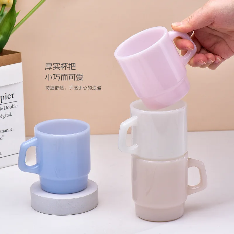 

230ml Creative Warm Milk Jade Glass Breakfast Milk Mugs Juice Coffee Cup Home Office Water Cup Valentine's Day Gift