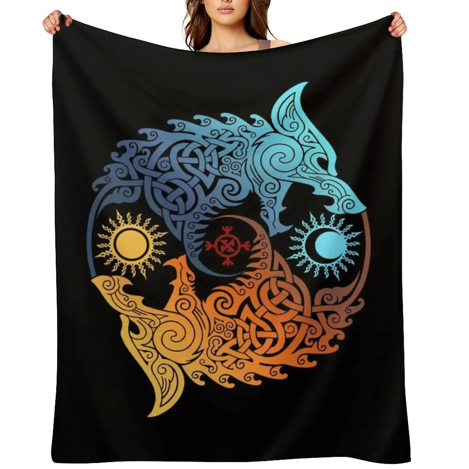 

Skoll and Hati Throw Blanket decorative Beach Hairys Sleeping Bag Blankets