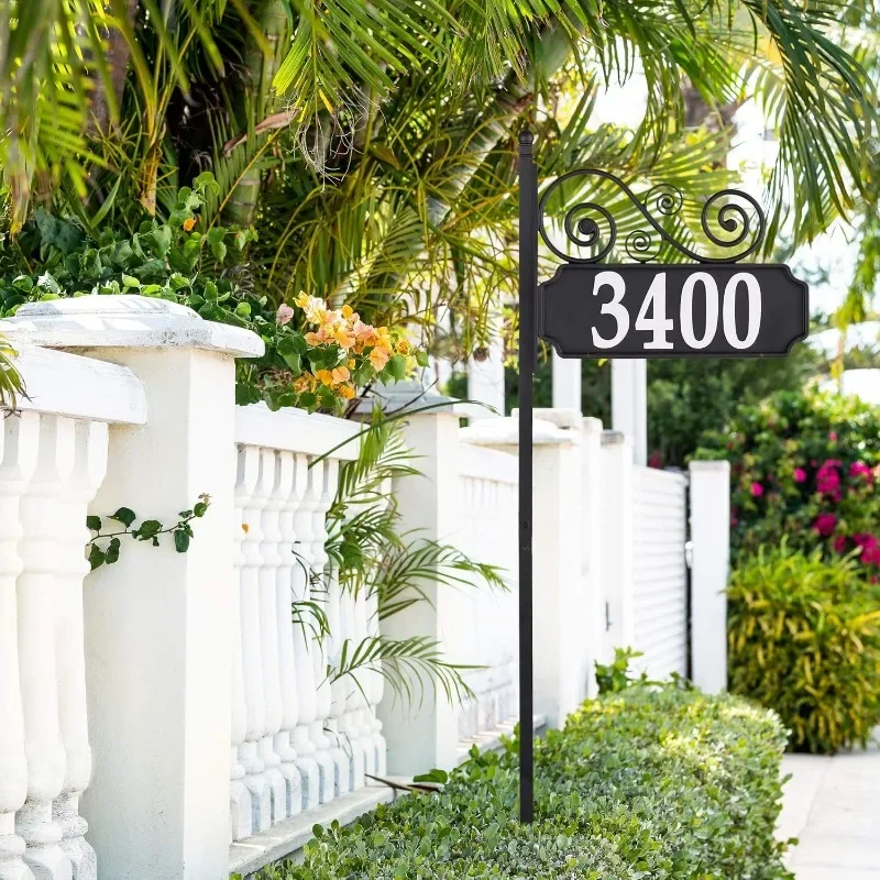 Reflective Scroll Address Post Sign, Nite Bright