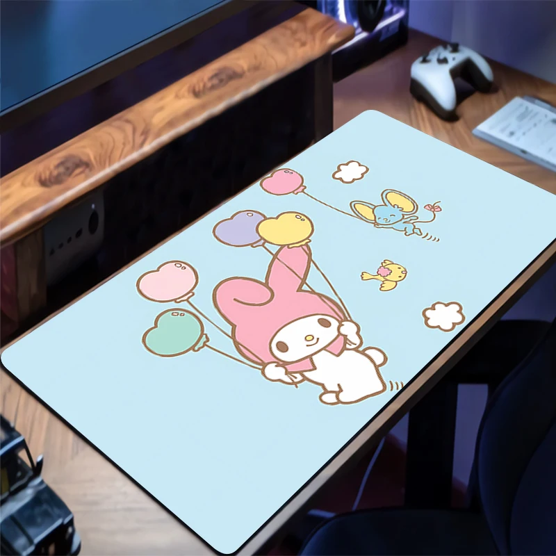 لوحة الماوس My Melody Gamer Desk Mat PC Computer Edge White مثير Anime Mousepad لوحة المفاتيح ملحقات ألعاب الكمبيوتر المحمول Mausepad
