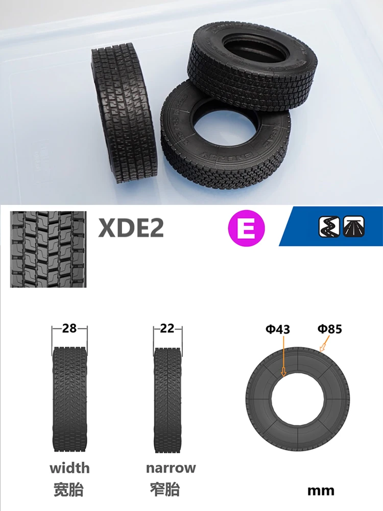 

XDE2 RC Tire High Quality Rubber Tyre For Tamiya 1/14 Rc Tactor Truck Trailer 770S FH16 Semi-trailer Truck Parts Road Tire DIY