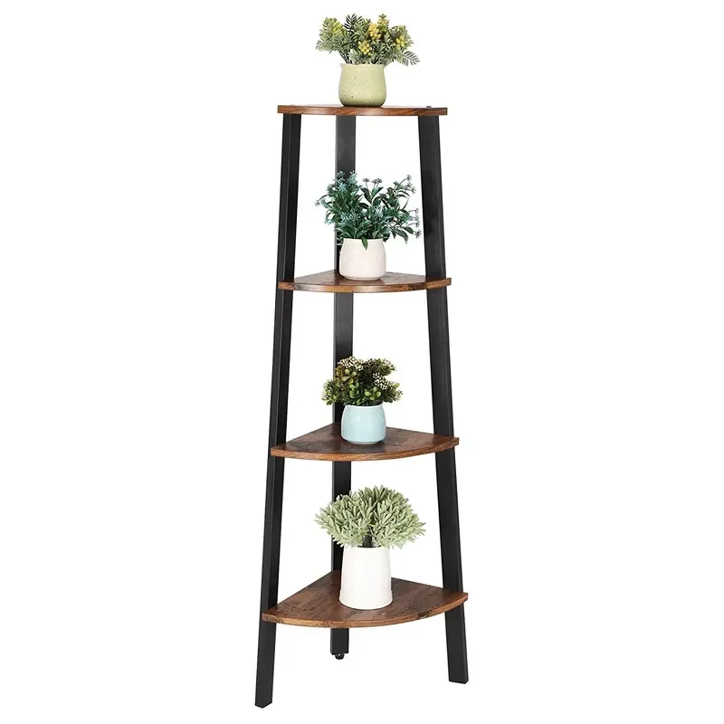 for Ironwood Flower Stand Four Layer Floor to Ceiling Flower Pot Shelf for Pothos Living Room Balcony Triangular Shelf
