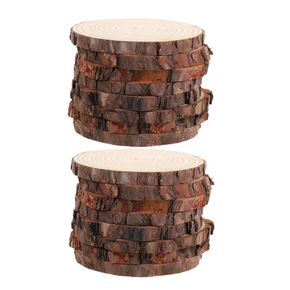 

20pcs Unfinished Natural Wood Slices Diy Crafts Round Wooden Discs For Holiday Decorations Door Hangers Handmade Ornaments Easy