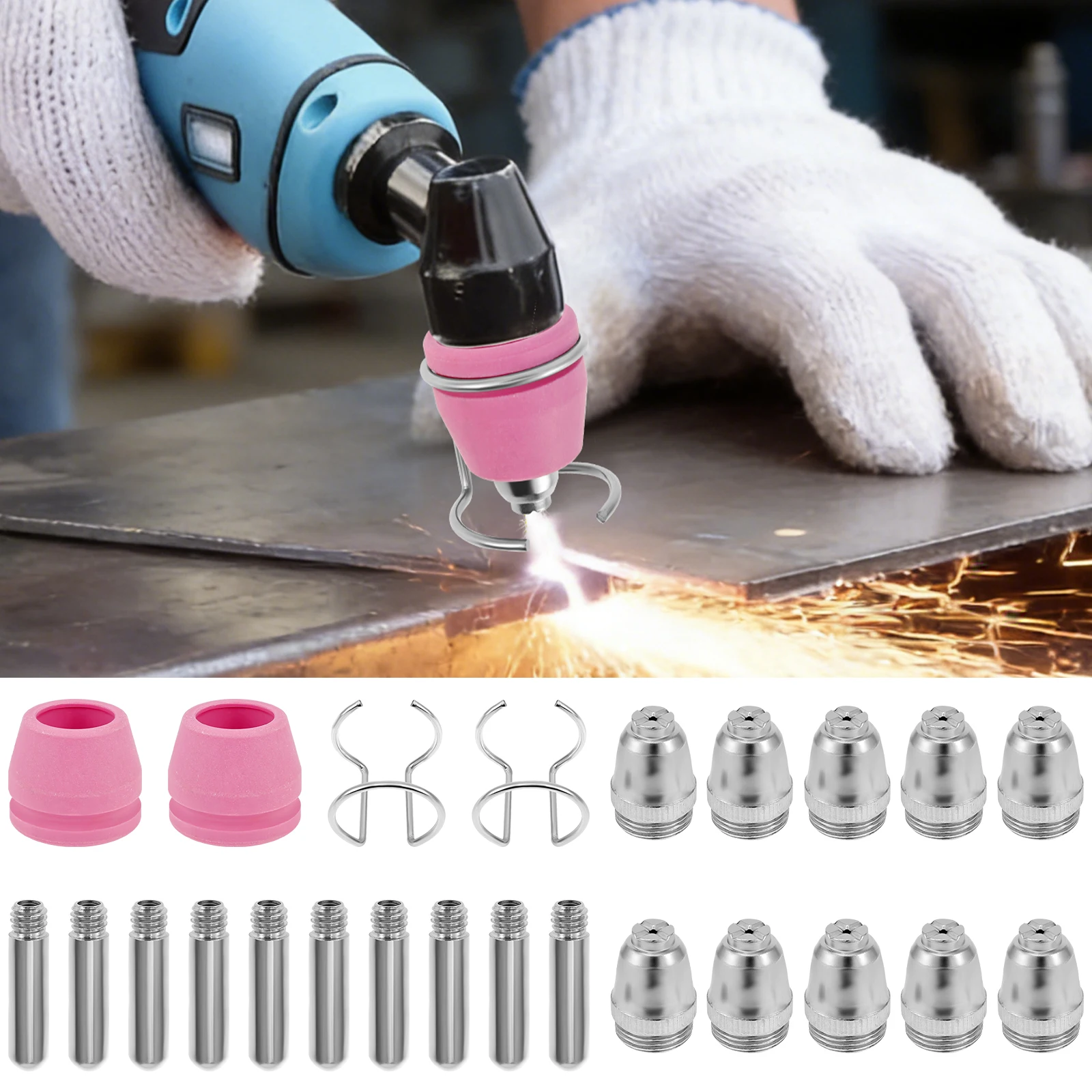 

Air Plasma Cutting Gun Accessories Consumables Torch Electrode Tip Nozzle Shield Cap Kit For WSD60 AG60 SG55 CUT60 LGK60