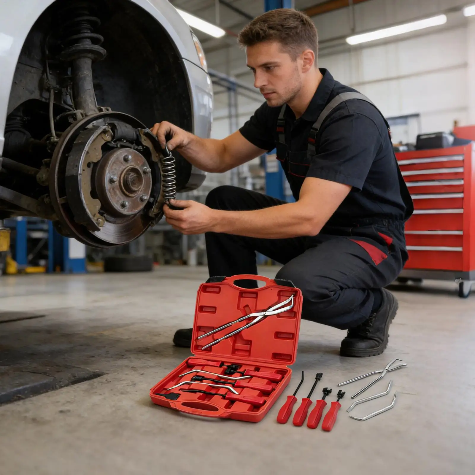 

Drum Brake Tool 8 Pieces Portable Adjustable Metal Installer Remover Spring Tool For Adults Lovers Families Men