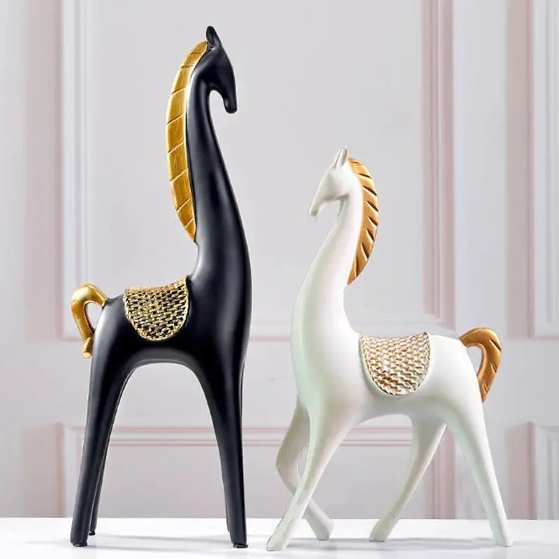 2025 New European Style Steady Progress Fortune Horse Resin Craft Living Room TV Cabinet Decorative Ornament