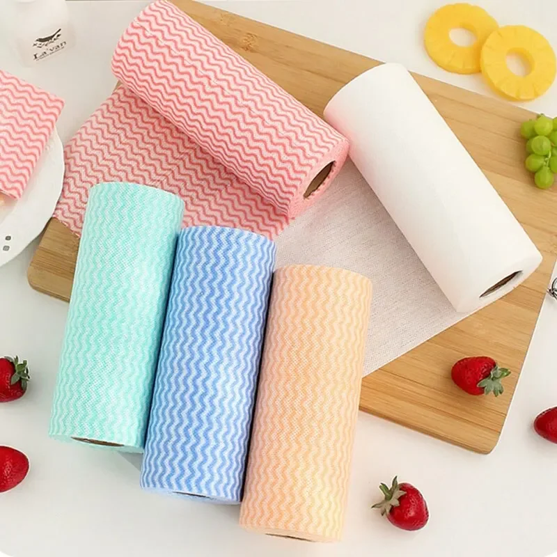 1 Roll Washable Kitchen Disposable Dishwashing Clothing Non-woven Lazy Clothes Dry And Wet Dual-purpose Household Cleaning Towel