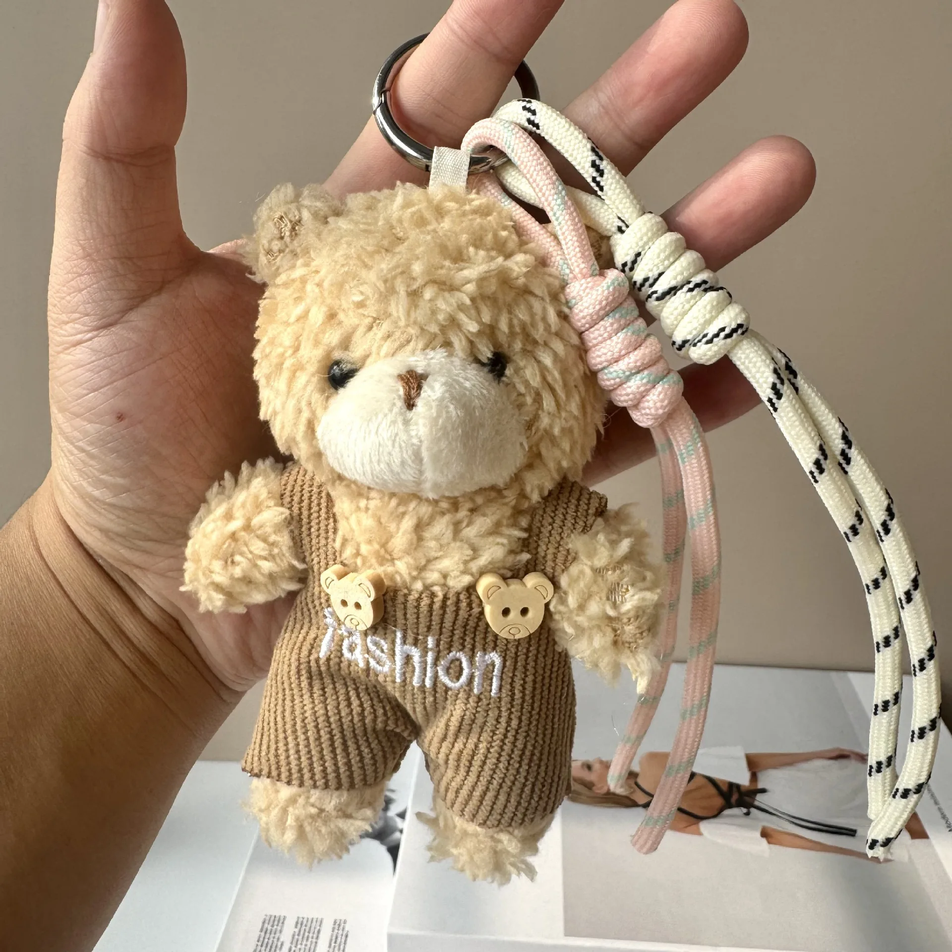 Women's Bag Charms Cute Korean Cartoon Teddy Bear Kawaii Sweet Kawaii Plush Bag Accessories Multifunctional Keychain Pendants