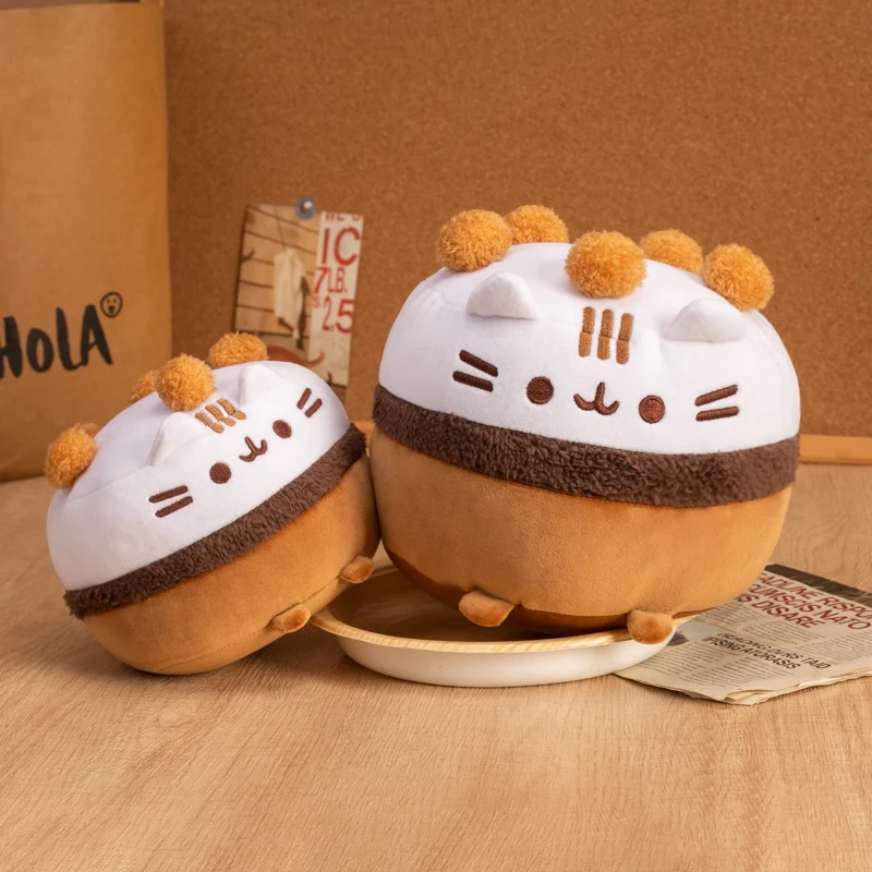 Kawaii Ijs Taart Kat Bruin Cartoon Dieren Snacks Kantoor Sierkussen Grappig Home Decor Meisjes Jongens Verjaardag Kerstcadeaus