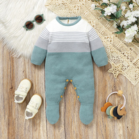 0-18m Baby Knitted Rompers for Newborn Boys Girls Autumn Winter Outwear Jumpsuits Playsuit Casual Round Neck Long Sleeve Costume