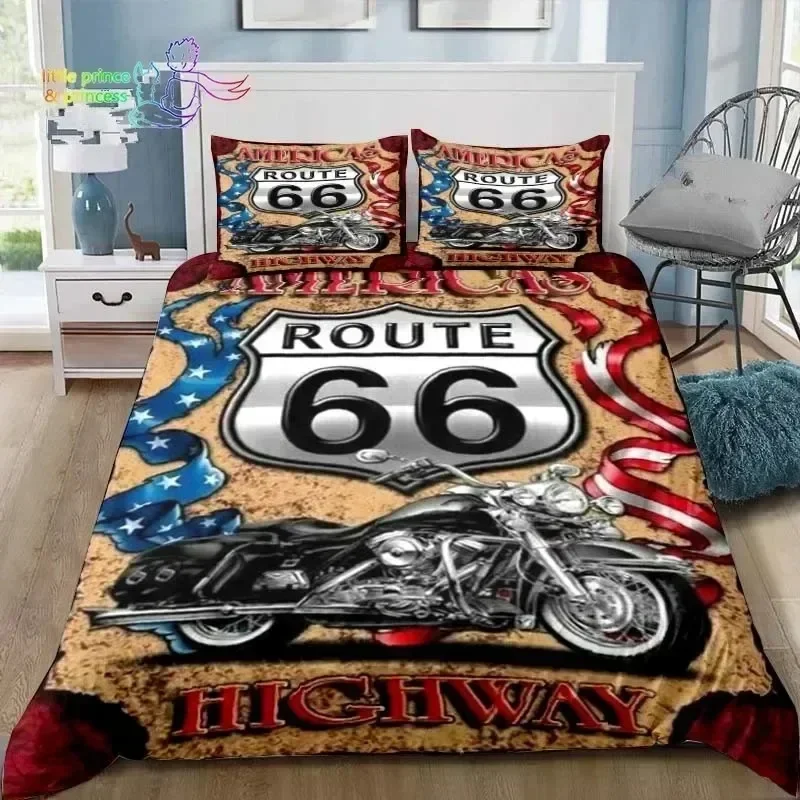 Luxury New 3D Print Historic American Route 66 Bedding Set Single Twin Full Queen King Bed Set Adult Kid Bedroom Bedding Gift