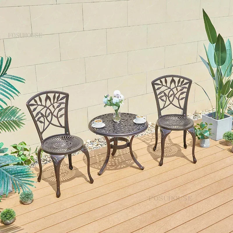 

-Modern Minimalist Metal Garden Chairs For Outdoor Courtyard Leisure Garden Table Chair Set Aluminum Simple Balcony Tables Chair