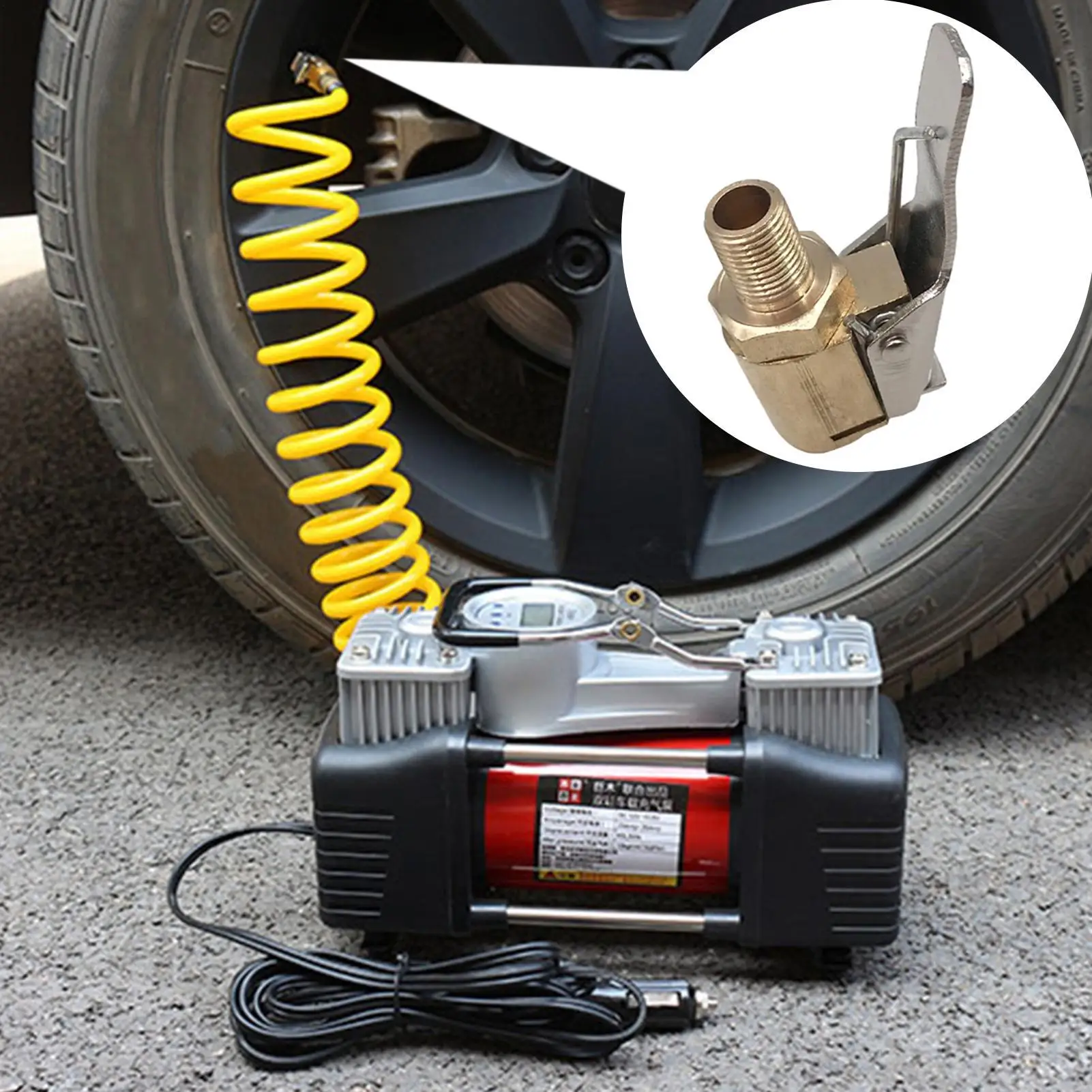 Tire Pump Accessories For Electric Pump Tire Air Chuck Inflator Pump Valve Clip Clamp Connector Adapter With Clip for Car Motor