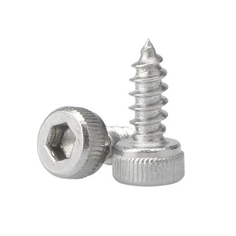 

500Pcs/lot Stainless Steel 304 Knurling Hexagon Socket Cap Self Tapping Screw Hex Lag Bolts M2.0 M2.6 M3 M3.5