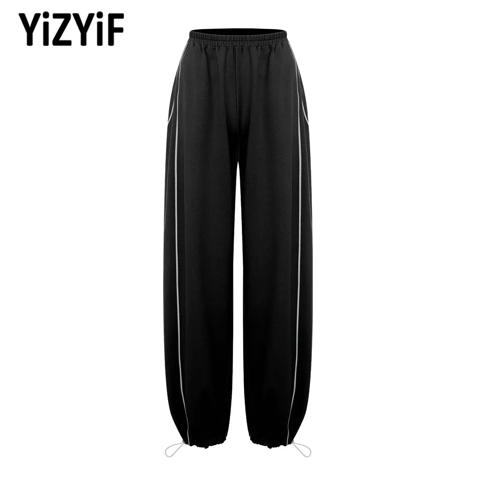 

Womens Adult Stretchy Casual Sports Pants Bottoms Back Invisible Zipper Wide-Leg Pants Loungewear Leg Opening Fitness Sweatpants