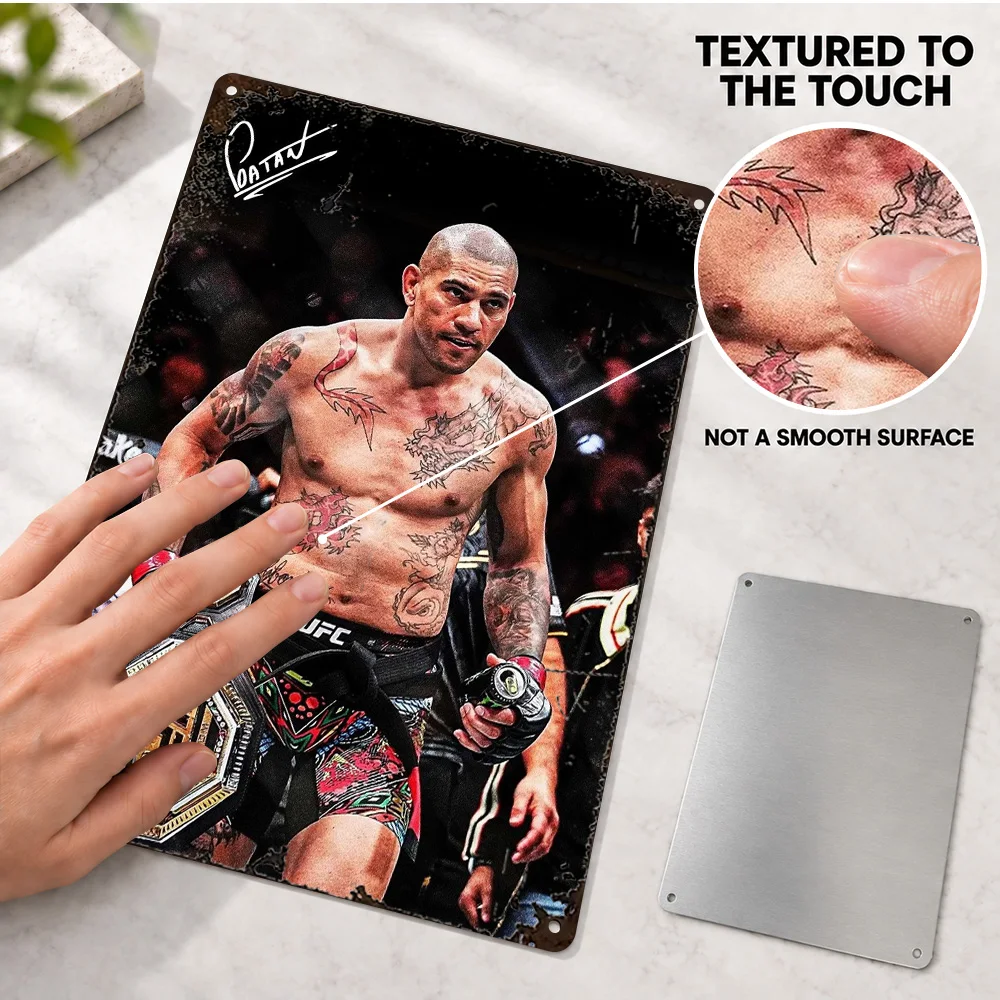 Alex Pereira Championship Belts Printed Poster Personalized Aluminum Metal Sign Gold Plates Black Straps Wall Art For Home Gym