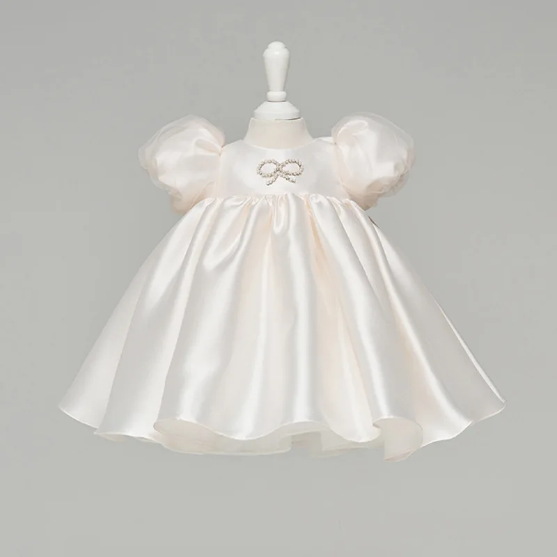 

2024new high-end Western style satin girl princess dress pettiskirt baby full-year birthday dress