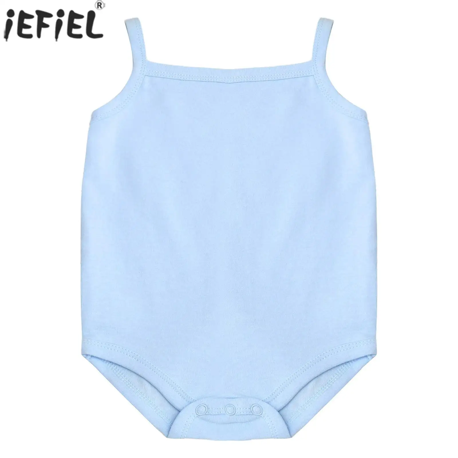 Baby Girls Spaghetti Strap Rompers Solid Color Sleeveless Tank Top Bodysuit Children One-piece Summer Clothes Casual Daily Wear