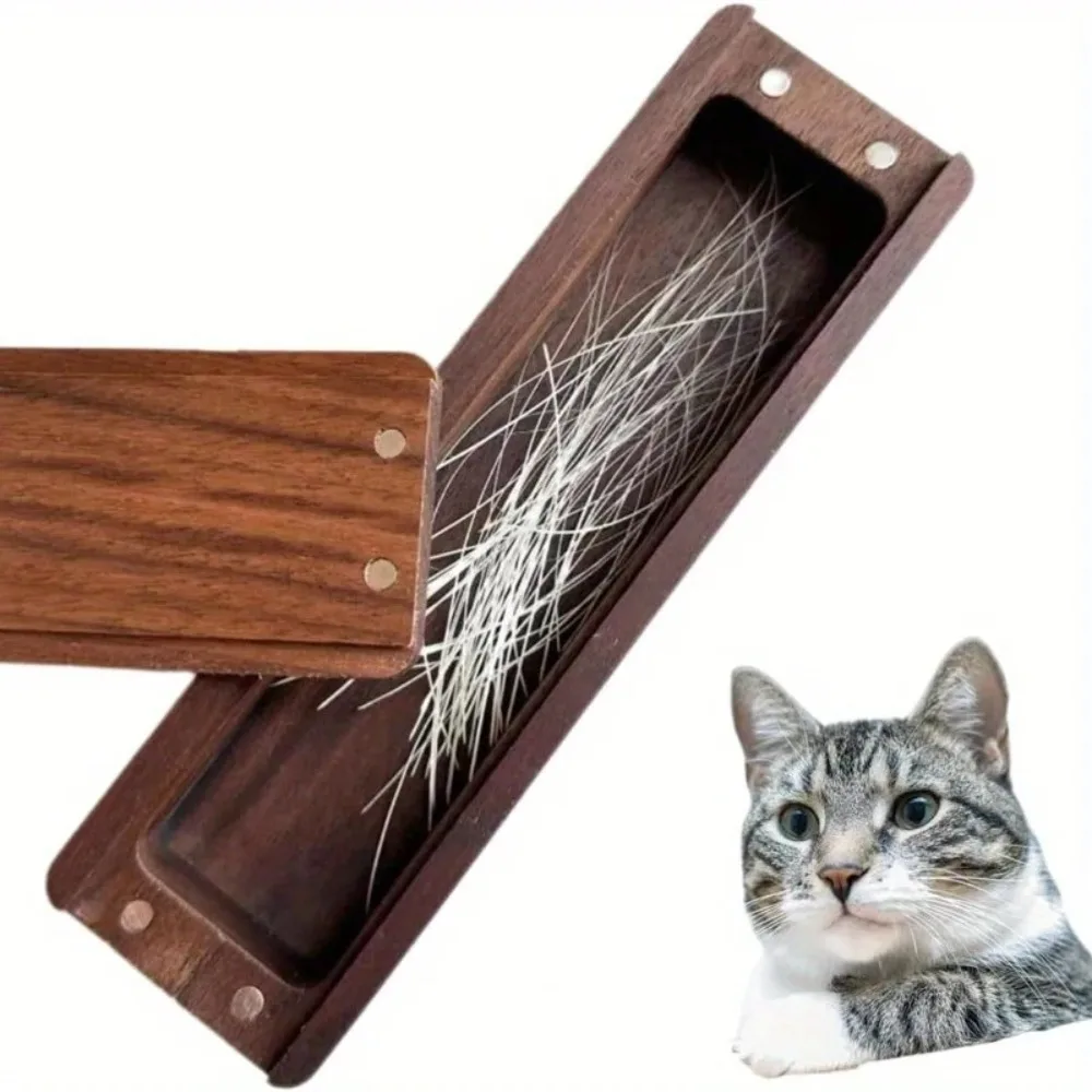 

Solid Wood Cat Hair Memorial Box Durable Commemorative Animal Hair Storage Box Handcrafted Dustproof Cat Hair Sealed Container