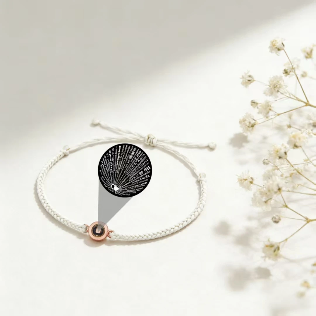 

Custom Bible Verse Projection Bracelet Engraved Text, Adjustable Braided String Religious Gift for Christmas Easter Couples​