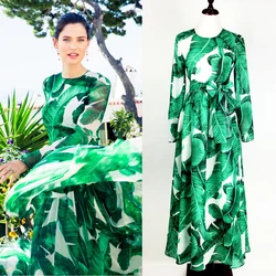 Summer And Autumn New Products In Europe And America Printing Slim Slimming Travel Holiday Small Fresh Long Dress Women S-3XL