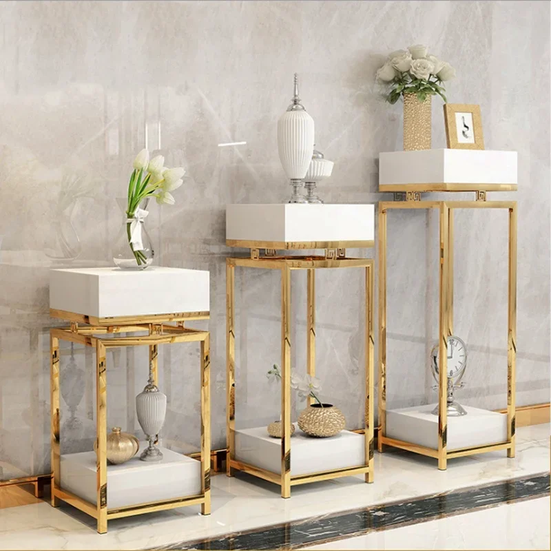 Wholesale Stainless Steel Flower Stands Wedding Decorative Plant Shelf For Event Rose Gold Side Table