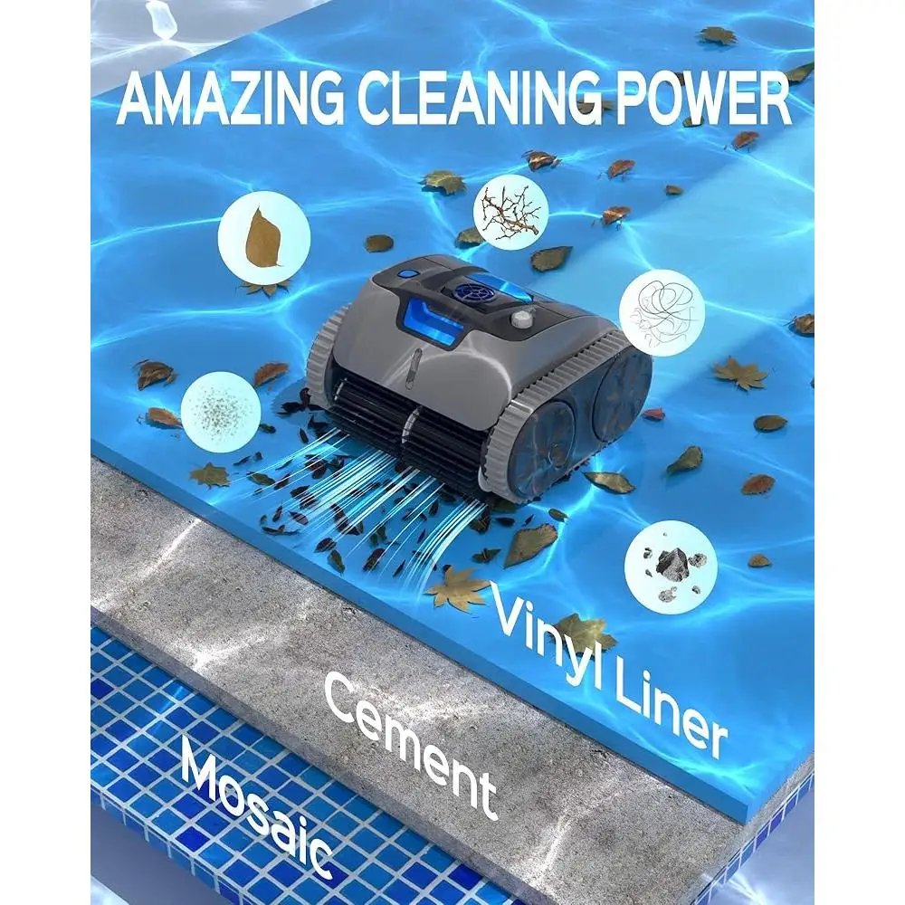 Wall Climbing Robotic Pool Cleaner APP Control Powerful Suction Smart Navigation Technology Battery Operated Efficient Pool