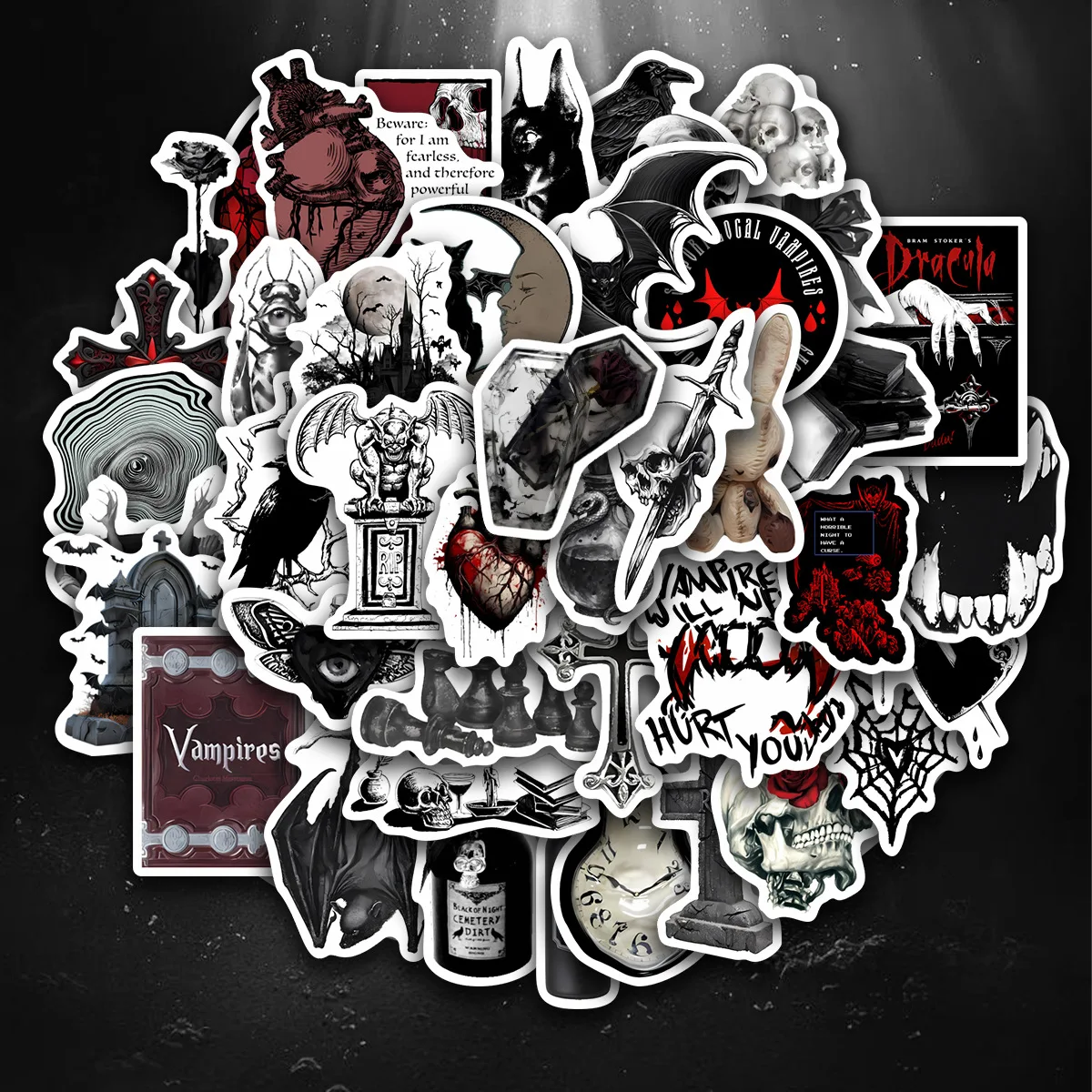 50 Adesivos de Vampiro Sombrio, Adesivos de Graffiti de Terror, Adesivos Estéticos para Diário, Capa de Celular e Scrapbook Artesanal