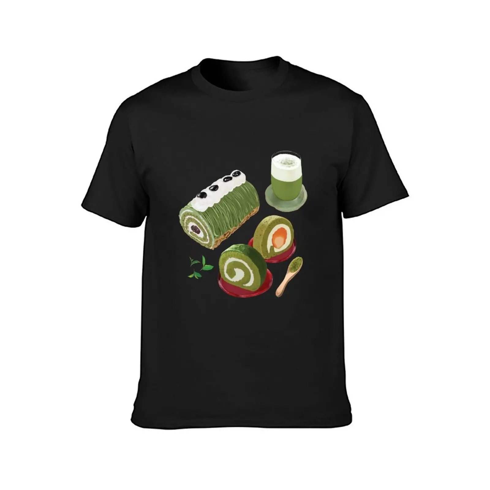 Assorted Matcha Desserts - Green Tea Latte and Roll Cakes T-Shirt korean fashion cute clothes oversized t shirts for men graphic