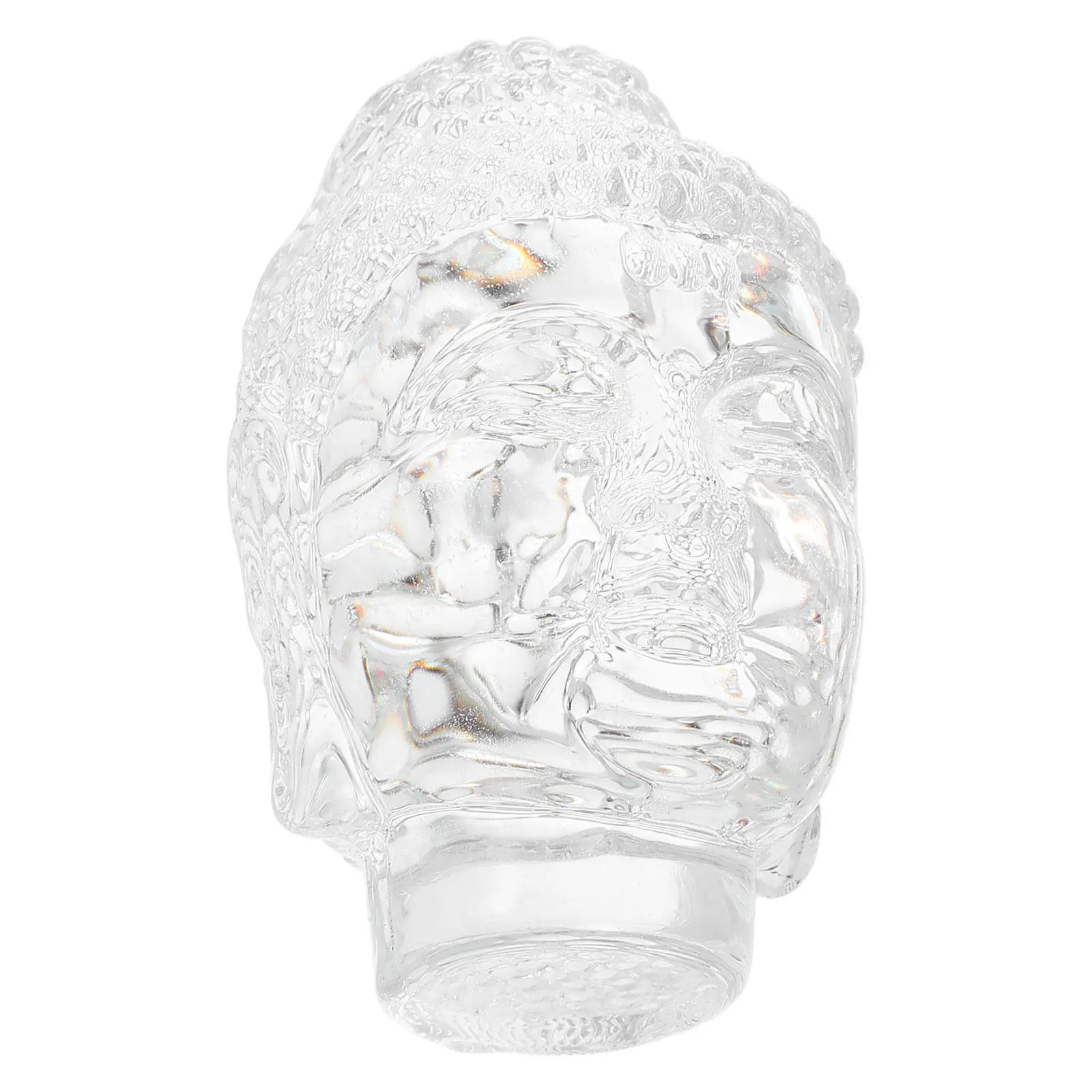 Mini Crystal Buddha Head Statue Exquisite Craftsmanship Elegant Light Refracting Serene Decor for Meditation Desk Altar Feng
