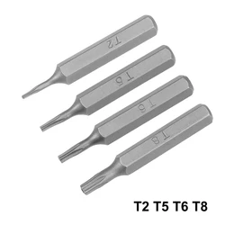 T2 T5 T6 T8 Torx Screwdriver Bit Torx Bits 5/32 Inch Hex Shank Hex Head Screw Driver Bits Kit Tools For Power Tool 28mm Length