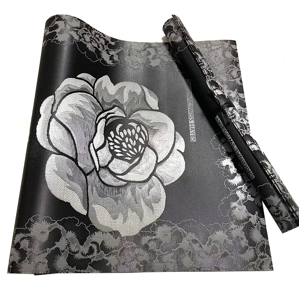 

Luxury African Gele Set with 3D Floral Print - 2-PC Black Sego Headtie and Wrapper Fabric for Nigerian Wedding, Events TX-4-15