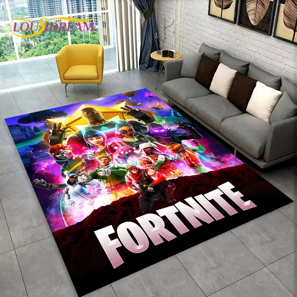 Games 3D F-Fortnite Cartoon Carpet Rug for Bedroom Living Room Home Sofa Decoration,Children Game Large Decor Floor Mat Gift