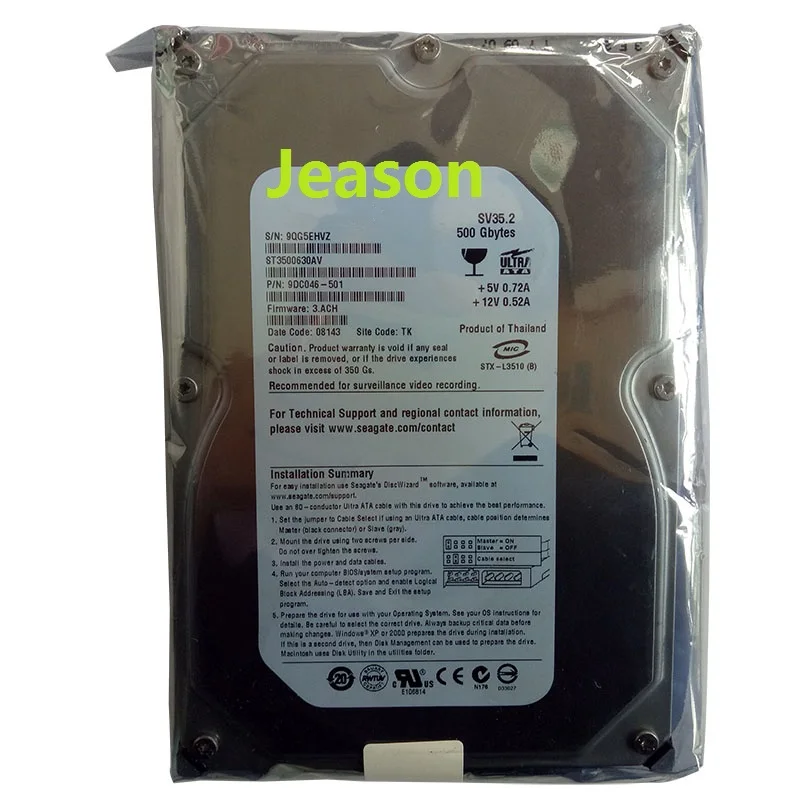 Imagem -02 - Disco Rígido Interno para a Fiscalização Seagate Hdd 500gb 35 Ide 16mb 7200rpm St3500630av St3500630a Original Novo