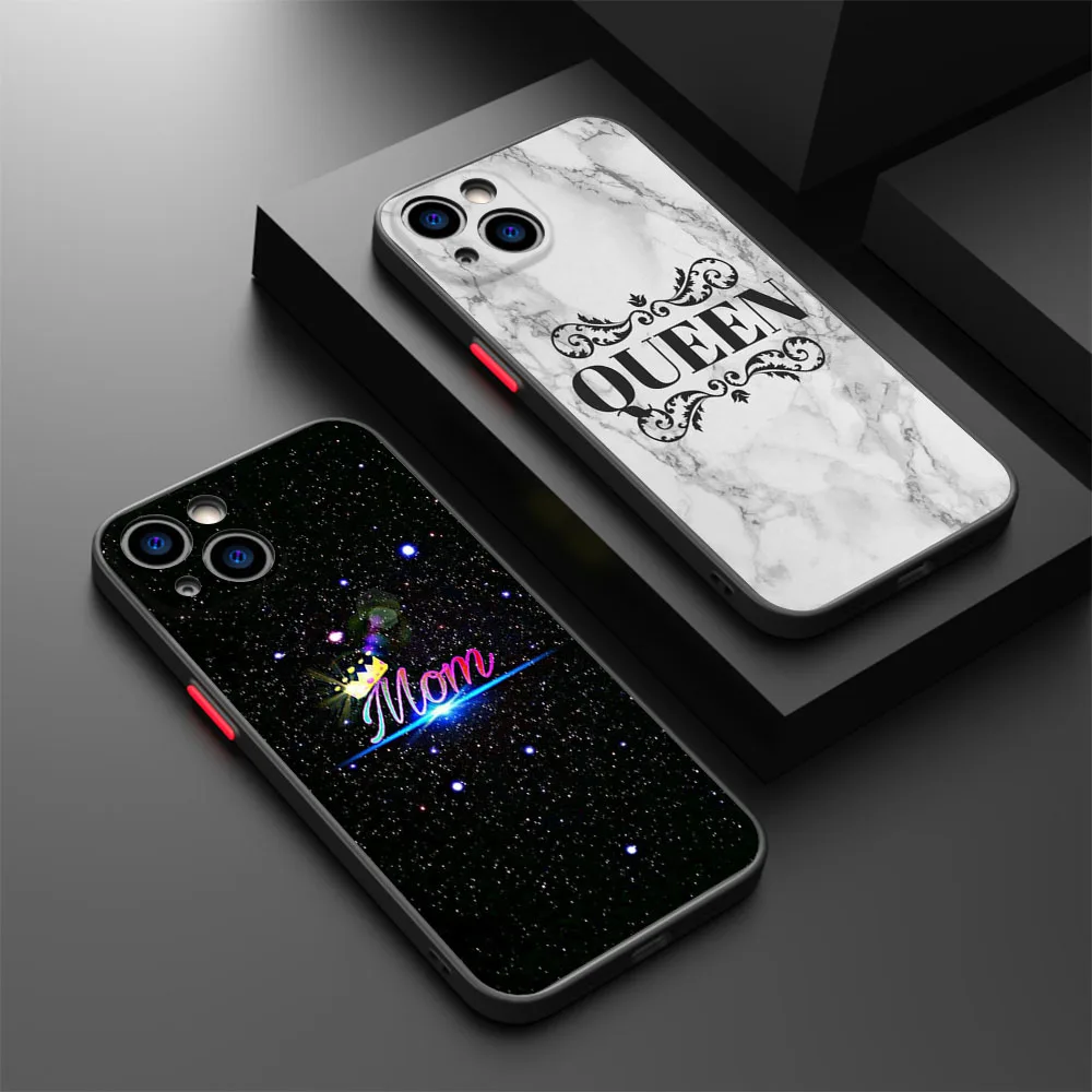 Phone Case For iPhone 15 Pro XS Max 14 7 8 6 6s Plus SE 11 12 13 Mini X XR King Queen Princess Black Translucent Cover