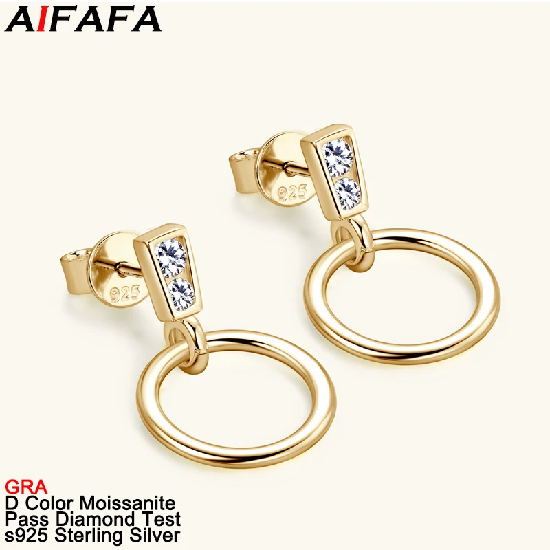 Real D Color Moissanite Women Drop Earrings Sparkling 100% s925 Silver Moissanita Plate 18k Gold Ear Jewelry Pass Diamond Test