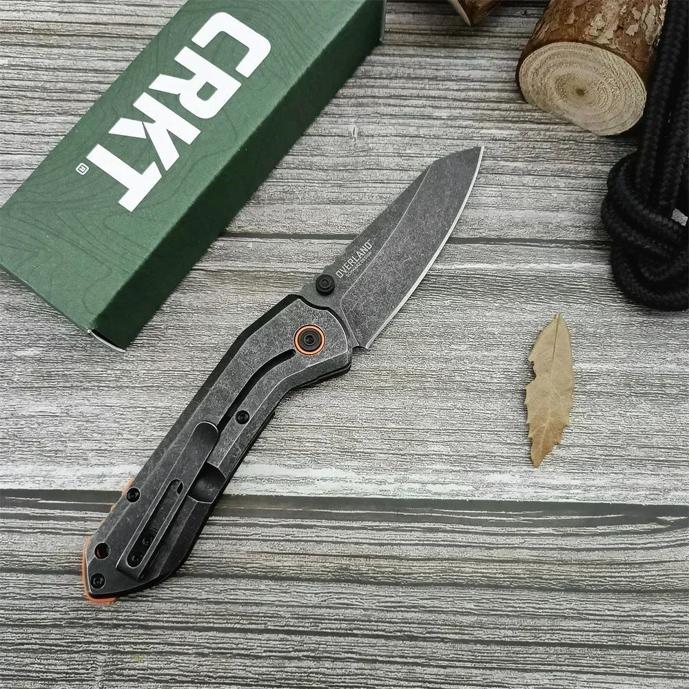 CR 6280 Tactical Pocket Folding Knife 8Cr13MoV Stonewash Plain Blade, Carbon Fibre/G10 Handles Outdoor Camping Hunting EDC Tool