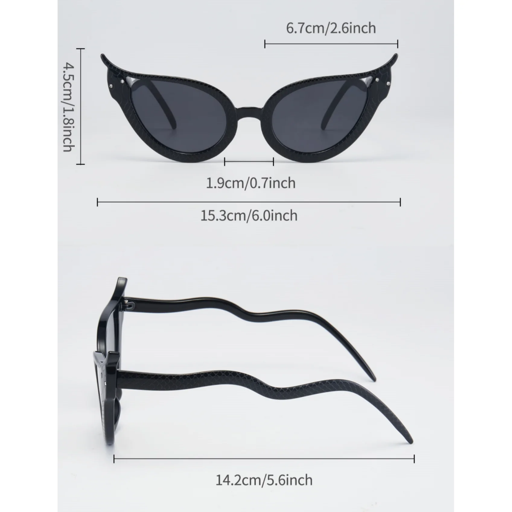 1 قطعة نظارات الموضة النسائية الجديدة كول ريترو القط العين العصرية الألفية نمط الهيب هوب الأفعى على شكل حفلة يومية مساء الموسيقى Festiv