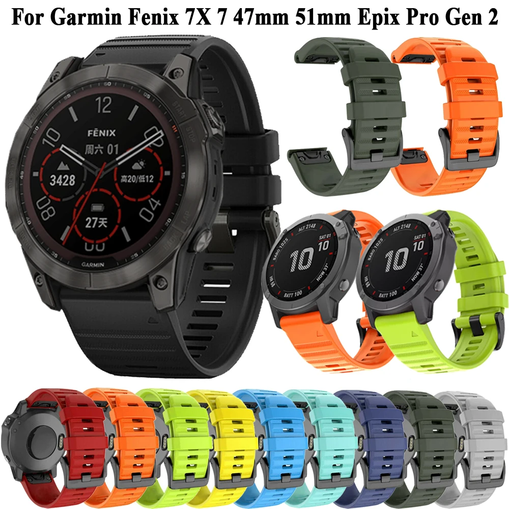 Sport Silicone QuickFit Watchband Strap For Garmin Fenix 7X 7 7S 6X 6 6S Pro Solar 5 5X 5S Instinct 2X Epix 2 Wristband Bracelet