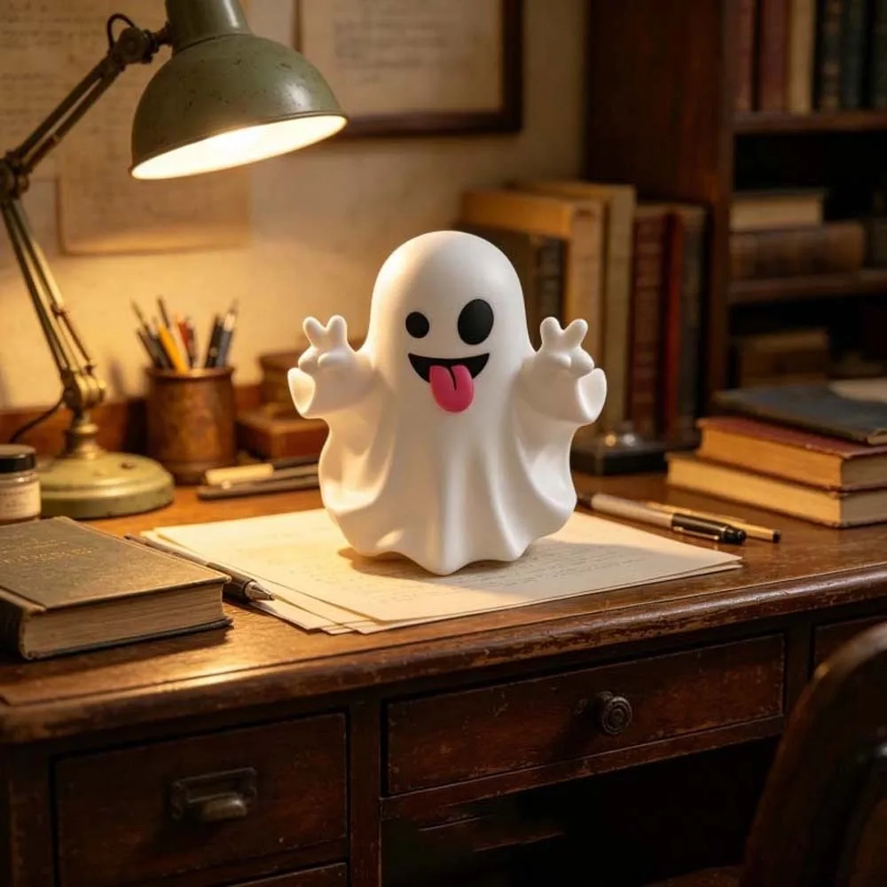 PVC Cute Ghost Figurine Mini Size Cute Expressions Mini Desk Ornament Smooth Surface Light Weight Ghost Pen Holder Friends Gift