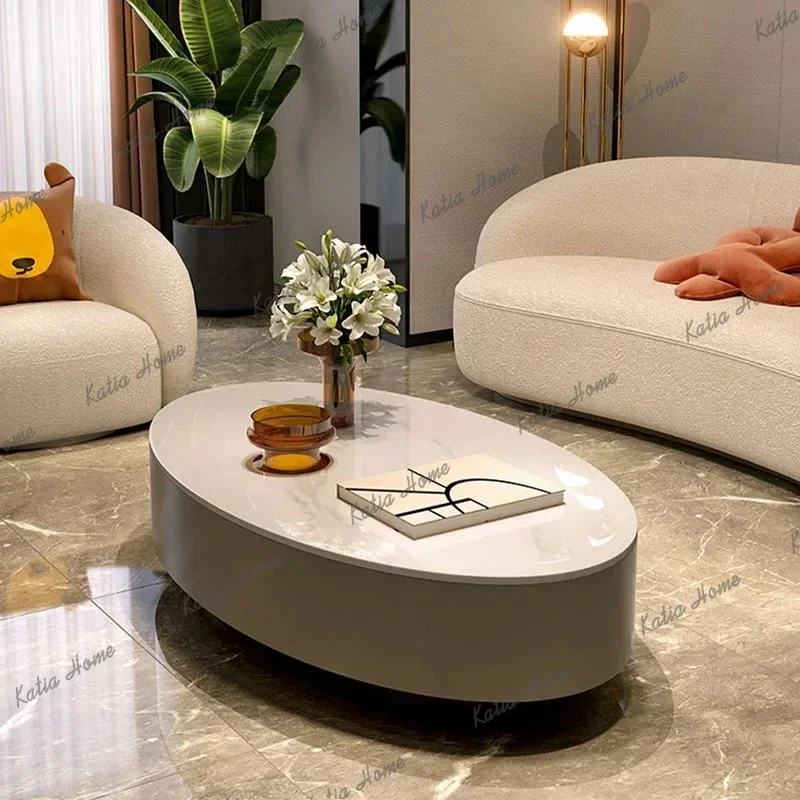 Factory Direct Modern Luxury Coffee Table Oval Room High Nordic Mobile Coffee Table Mesa Lateral Apartamento Stoliki Do Kawy Fur