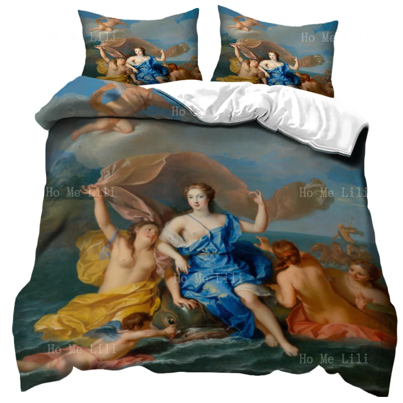 Beauty Amphitrite Religious Mythology Classical Style Painting Of Venus And Cupid Christmas Duvet Cover By Ho Me Lili