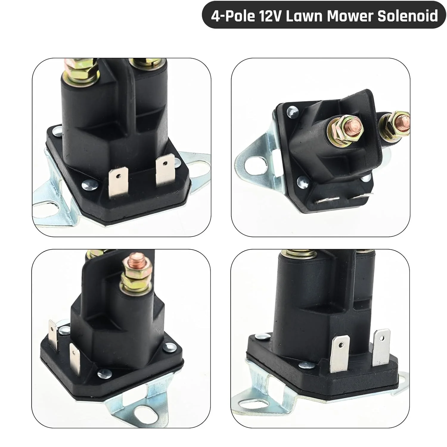 4-Pole 12V Lawnmower Brass Coil Engine Starter Solenoid Relay for MTD 725-06153A ATV Snowmobile Lawn Tractor Troy-Bilt Cub Cadet
