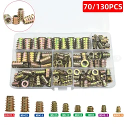 70/130 threaded inserts, nut combination tool sets for wooden furniture, zinc alloy furniture, bolt fastener connectors.
